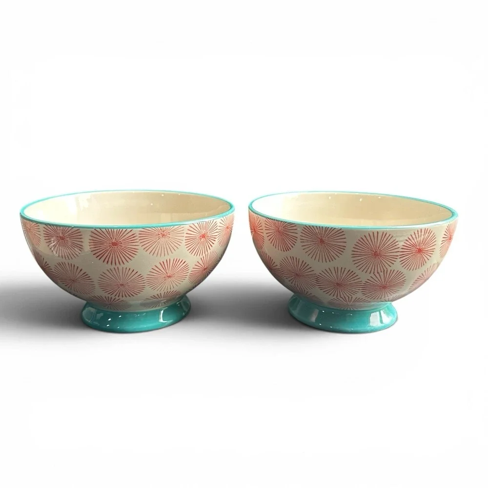 Pioneer Woman Happiness Footed Cereal Soup Bowls Lot / Set of 2